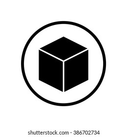3D cube icon in circle . Vector illustration