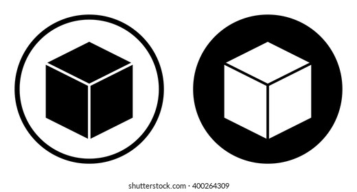 3D cube icon in circle . Vector illustration