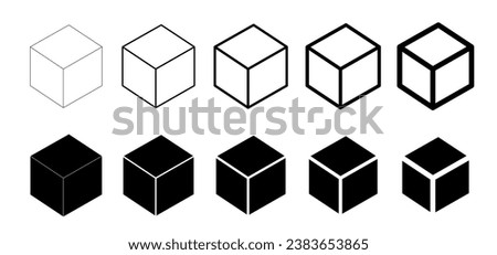 3d Cube icon. Cube, line vector set. Cubism graphic. Blocks in line art. box icon. Building, cargo sign. geometric shapes. Hexahedron cuboid block