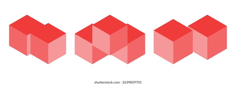 3d cube icon set. Vector illustration.