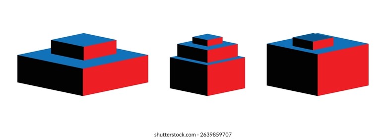 3d cube icon set. Vector illustration.