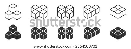 3d cube icon set. Vector illustration.