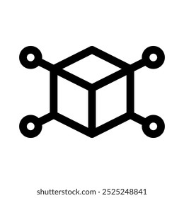 ícone de cubo 3d com contorno de estilo