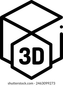 3d cube icon. Thin Linear Style Design Isolated On White Background