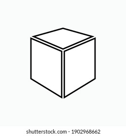 3D Cube Icon. Three Dimensional Box Symbol - Vector. 