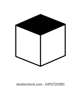 3d cube icon with white background vector stock illustration