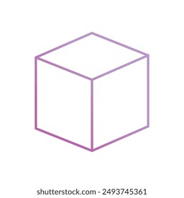 3d cube icon with white background vector stock illustration