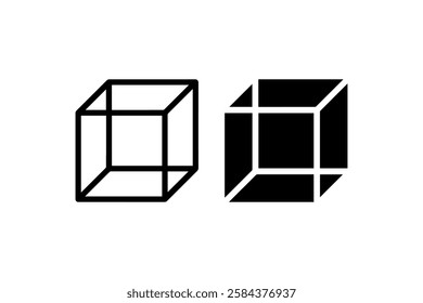 3D cube icons in black and white Vector