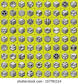 3d cube icons set