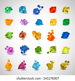 3D Cube Icons Set - Isolated On Gray Background - Vector Illustration, Graphic Design Editable For Your Design    