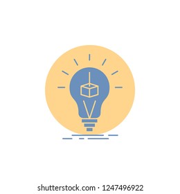 3d Cube, idea, bulb, printing, box Glyph Icon.