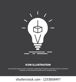 3d Cube, idea, bulb, printing, box Icon. glyph vector symbol for UI and UX, website or mobile application