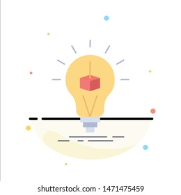 3d Cube, idea, bulb, printing, box Flat Color Icon Vector