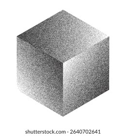 3D cube illustration with dotted texture showcasing depth