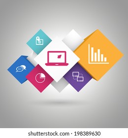3D cube infographics with icons. Vector EPS 10 illustration.