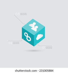 3d cube infographics. Vector illustration can be used for workflow layout, diagram, web design.