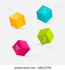 3d cube infographics. Vector illustration can be used for workflow layout, diagram, web design.