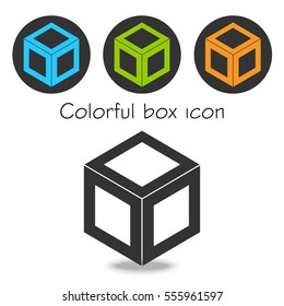 3d Cube isometric colorful logo concept. Abstract square logo template. Corner geometric shape, symmetric symbol, square icon, box logo, box square shape. Company color logo. 