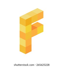3d Cube Letter F Vector