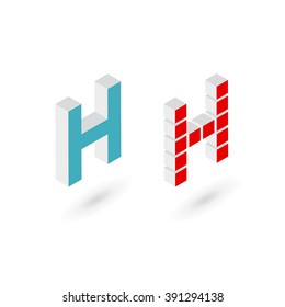 3d cube letter H logo icon design template elements