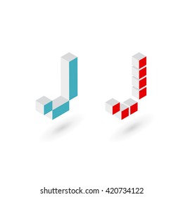 3d cube letter J logo icon design template elements
