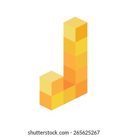 3d Cube Letter J Vector