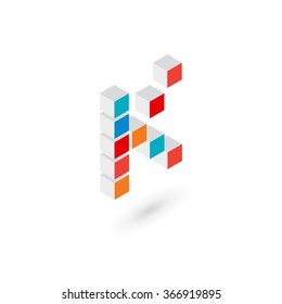 3d cube letter K logo icon design template elements