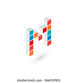 3d cube letter M logo icon design template elements