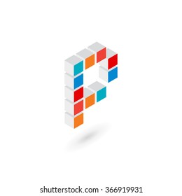 3d cube letter P logo icon design template elements
