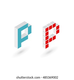 3d cube letter P logo icon design template elements