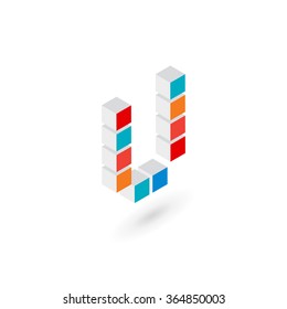 3d cube letter U logo icon design template elements