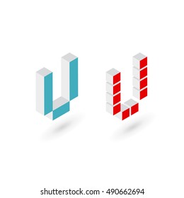 3d cube letter U logo icon design template elements