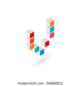 3d cube letter V logo icon design template elements