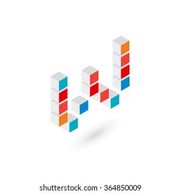 3d cube letter W logo icon design template elements