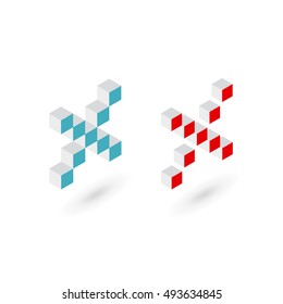 3d cube letter X number 10 logo icon design template elements