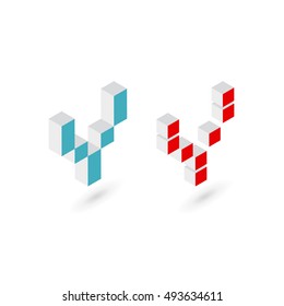 3d cube letter Y logo icon design template elements