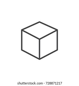 3D Cube line icon, outline vector sign, linear style pictogram isolated on white. Symbol, logo illustration. Editable stroke
