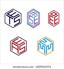 3d cube logo design, ase logo,3m, 2e, se, tse logo