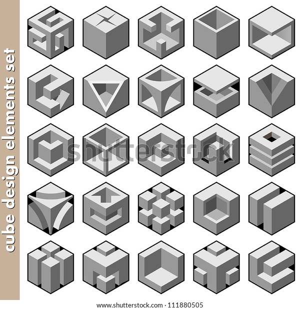 3d Cube Logo Design Pack Stock Vector Royalty Free 111880505