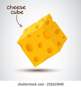 3d cube made from cheese with shadow