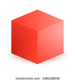 3D cube mock up model isolated top front view with shadow. Vector illustration eps10 isolated blank cardboard open or paper container box package template on transparent white background