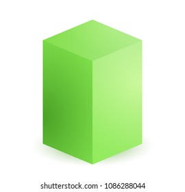 3D cube mock up model isolated top front view with shadow. Vector illustration eps10 isolated blank cardboard open or paper container box package template on transparent white background