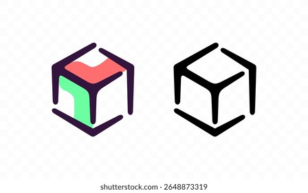 3D cube, modeling and cybernetics, graphic design. Modeling, simulation and cybernetics, vector design and illustration