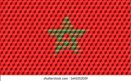 3D Cube Mosaic Morocco Flag Vector