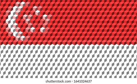 3D Cube Mosaic Singapore Flag Vector