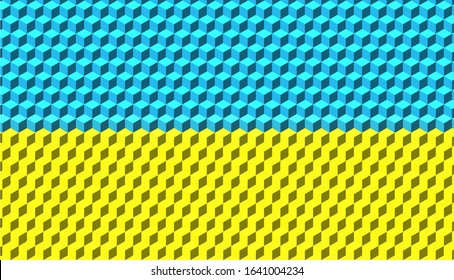 3D Cube Mosaic Ukraine Flag Vector