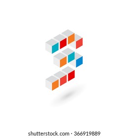 3d cube number 3 logo icon design template elements