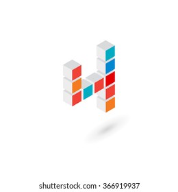 3d cube number 4 logo icon design template elements
