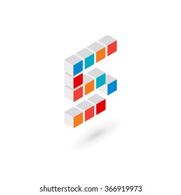 3d cube number 5 logo icon design template elements