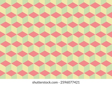 3D cube pattern green vintage background. Vector illustration